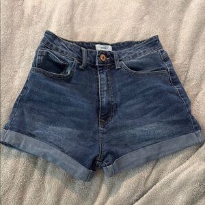 Forever 21 Blue High-Waisted Jean Shorts